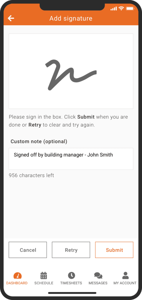 Celayix Mobie: Add Signature