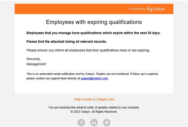 qualification management - expiration notification